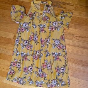 Yellow floral shift dress